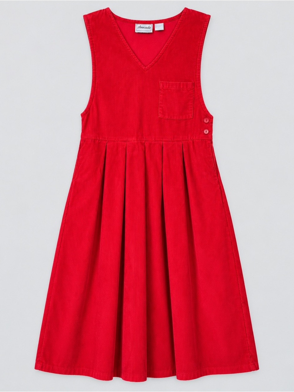 Vintage 90s Corduroy Pinafore Jumper Dress Small Red Holiday Cottage Modest